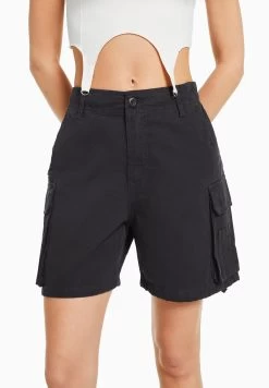 BERSHKA With StrapsBermuda- Shorts - Grey