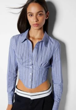 BERSHKA Long Sleeve - Overhemdblouse - Blue 9 BERSHKA Long Sleeve - Overhemdblouse - Blue -Bershka 04330c83728e4567b7b6434dea3bd8c0