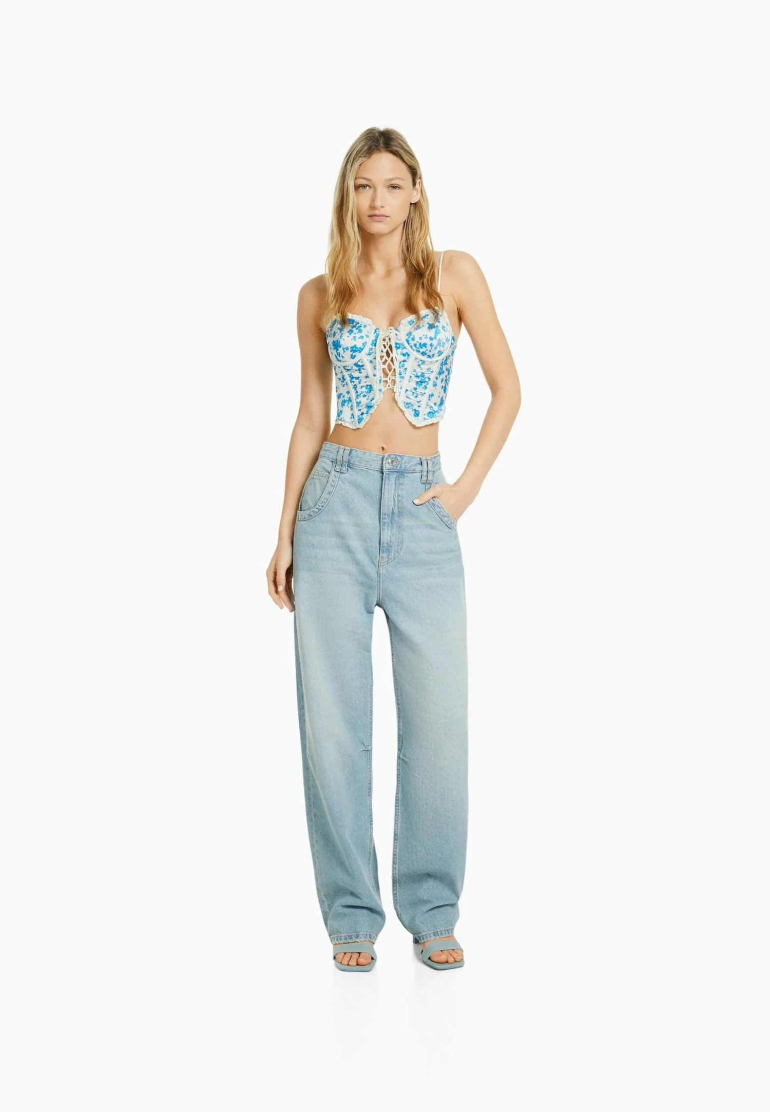 BERSHKA With Ruffles - Top - Blue 2 BERSHKA With Ruffles - Top - Blue - Afbeelding 2