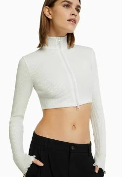 BERSHKA Vest - White -Bershka 062ae7bf377f4654bb84822905d8b408