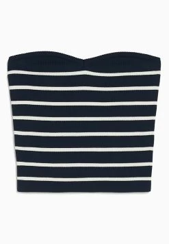 BERSHKA Striped Bandeau Crop - Top - Dark Blue -Bershka 06456b8eb2a04271a24138ccb736f3ad