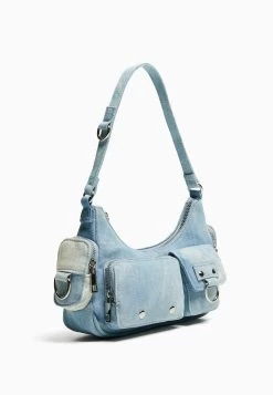BERSHKA Multipocket - Shoulder - Handtas - Dark Blue -Bershka 06ee532511f84654b525fd7f705a5f48