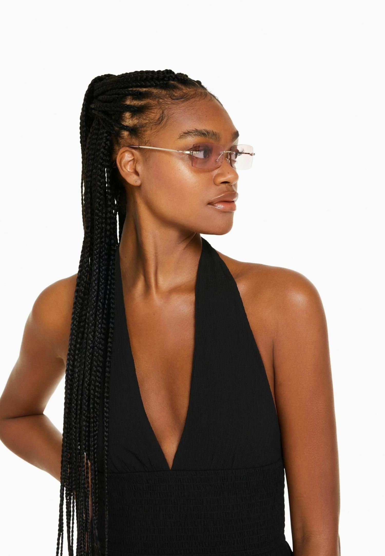 BERSHKA Rectangular No Frame - Zonnebril - Light Pink 2 BERSHKA Rectangular No Frame - Zonnebril - Light Pink - Afbeelding 2