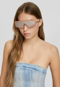 BERSHKA Shield - Zonnebril - Dark Brown