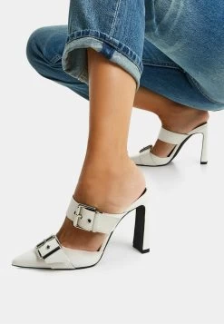 BERSHKA Muiltjes Met Hak - White
