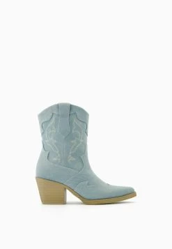 BERSHKA Heeled - Cowboy-/Bikerlaarsjes - Light Blue Denim -Bershka 0aa9de6c34c7455ab55f4b4bba133f21