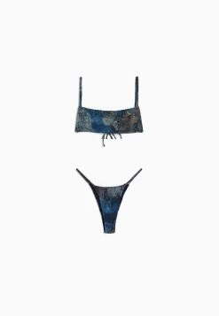 BERSHKA Paisley Print Set - Bikini - Royal Blue -Bershka 0b424538deb442908d79c67a7e9a9289