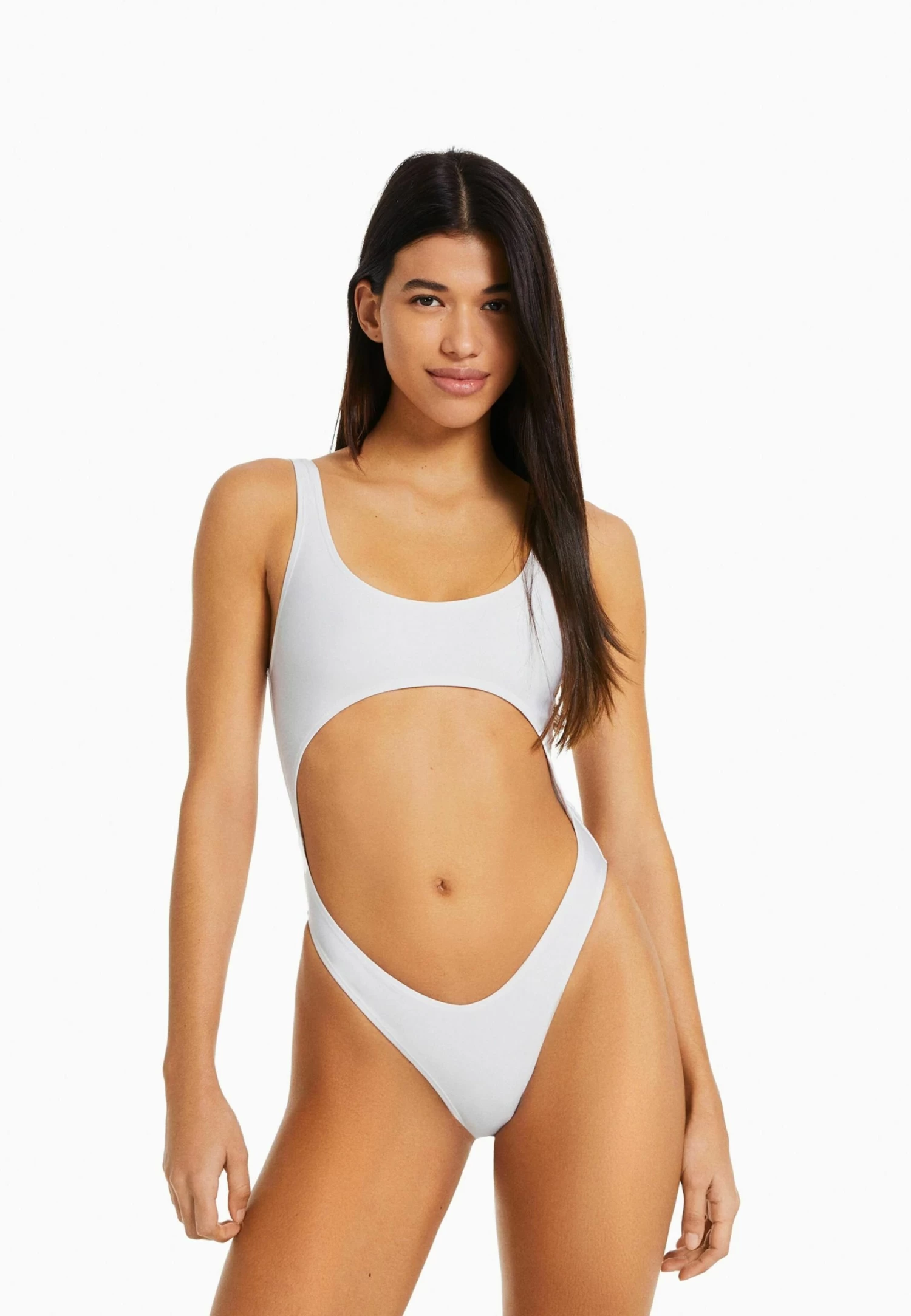 BERSHKA Shimmer Cut Out- Badpak - White 1 BERSHKA Shimmer Cut Out- Badpak - White