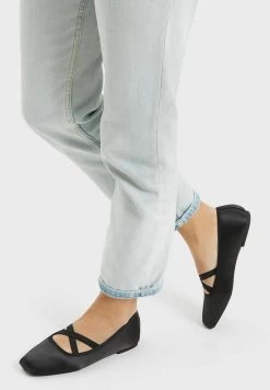 BERSHKA Stretch Flats - Ballerina'S Met Enkelbandjes - Black