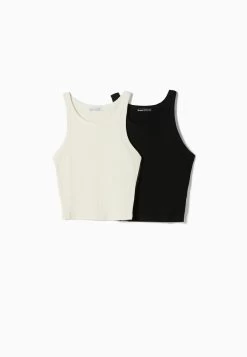 BERSHKA 2-PackSleeveless - Top - White -Bershka 0d310f6a2cae4fcdbcc3f2bae7040be5