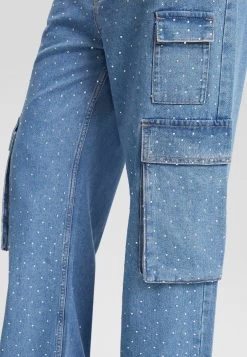 BERSHKA Rhinestone- Flared Jeans - Dark Blue 10 BERSHKA Rhinestone- Flared Jeans - Dark Blue -Bershka 0f9c0a60b80b4b489f8cb2249ec84235