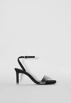 BERSHKA Ankle Strap Metallic Vamp - Sandalen Met Hoge Hak - Black -Bershka 12163cf3c87f4098acd8309675e5bb9a