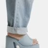 BERSHKA Muiltjes Met Hak - Stone Blue Denim