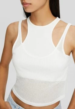 BERSHKA Sleeveless Double Layer - Top - White 9 BERSHKA Sleeveless Double Layer - Top - White -Bershka 125d75e051834850b1183f536ed4c8ab