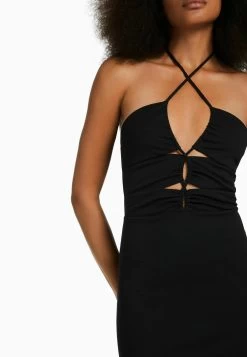 BERSHKA Cut Out Halter Neck - Etui-Jurk - Black -Bershka 127e315e117146caa3ffe3a62370725c