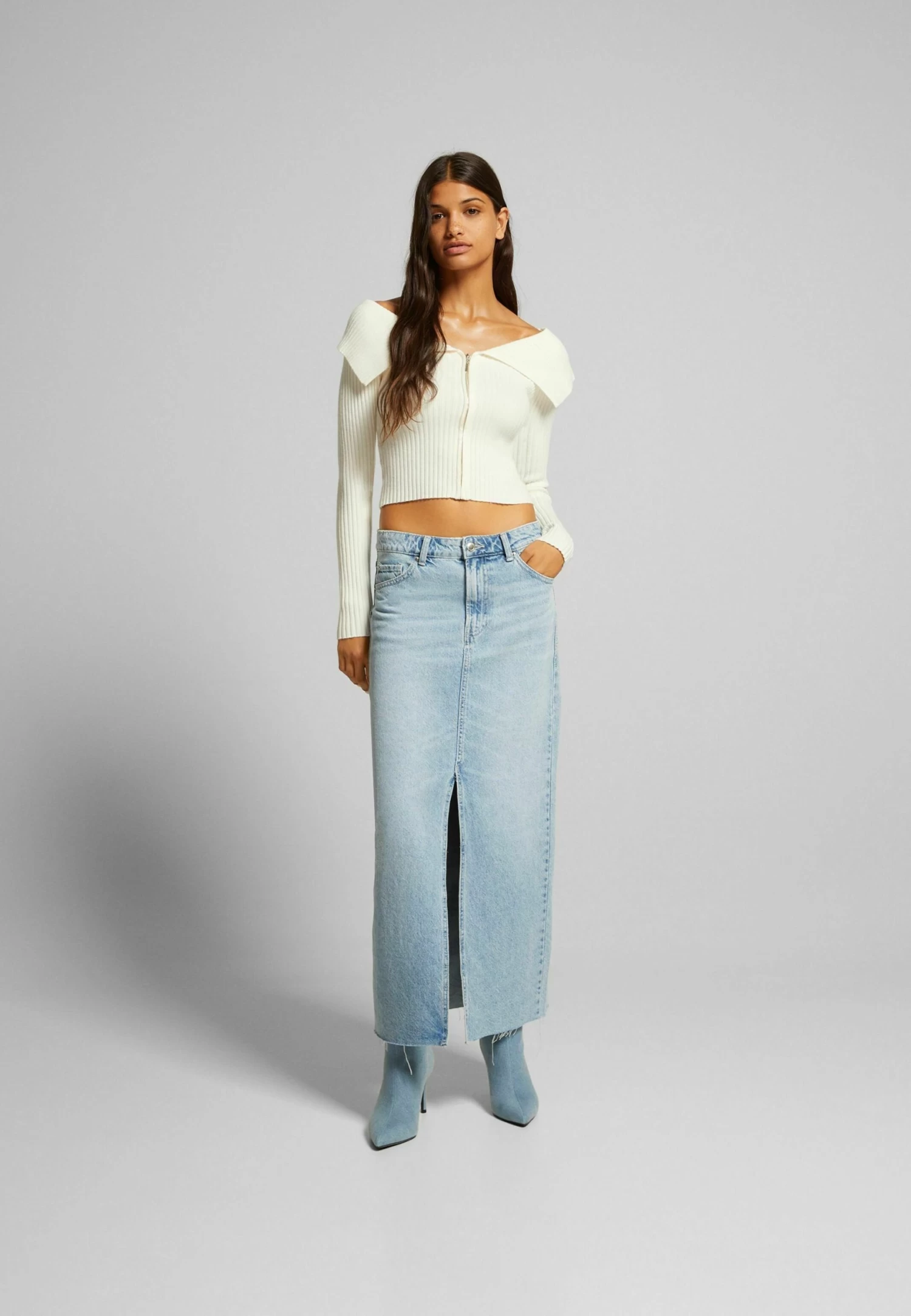 BERSHKA With Bardot Collar - Vest - White 2 BERSHKA With Bardot Collar - Vest - White - Afbeelding 2