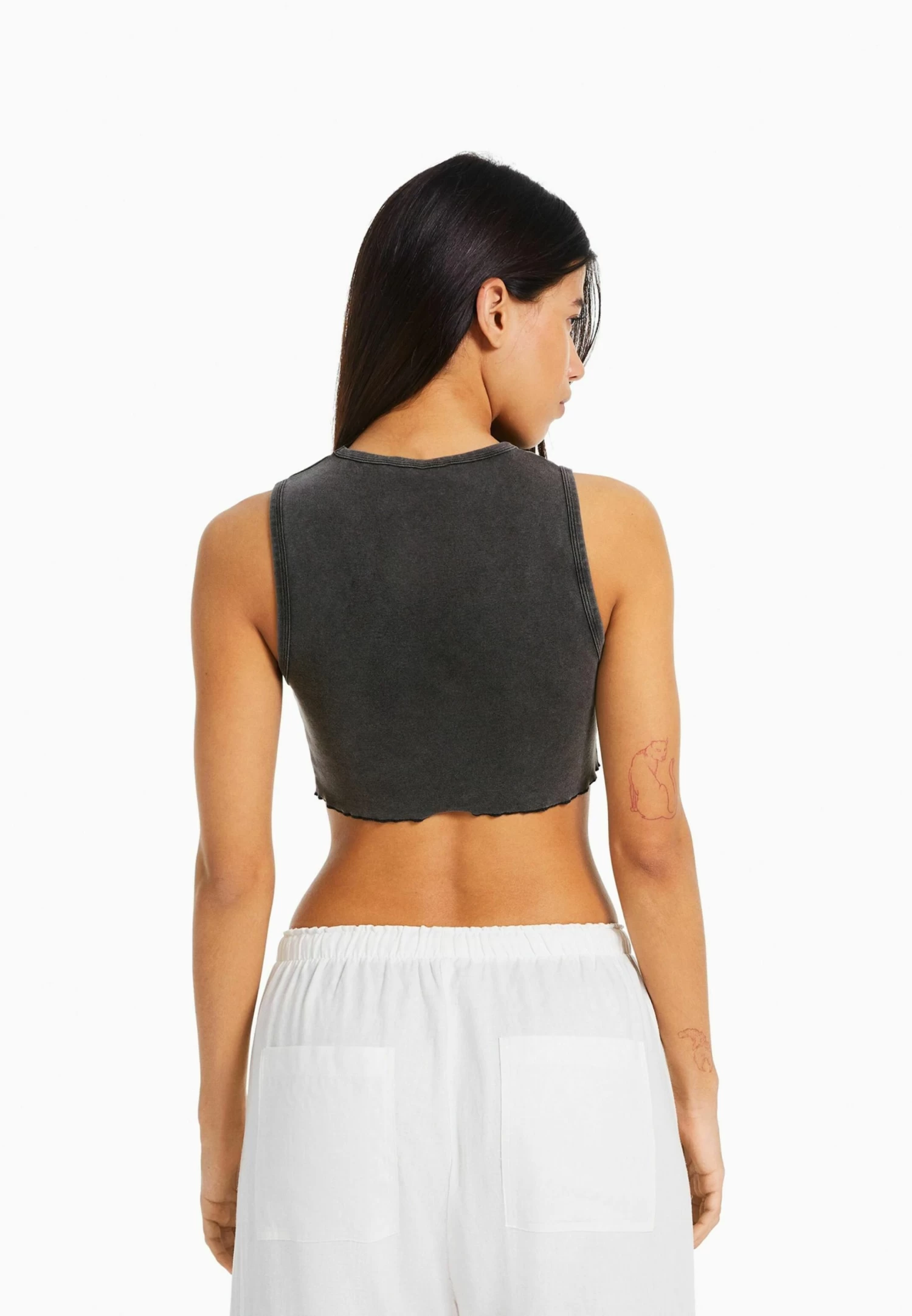 BERSHKA Sleeveless Nirvana Print - Top - Mottled Dark Grey 3 BERSHKA Sleeveless Nirvana Print - Top - Mottled Dark Grey - Afbeelding 3