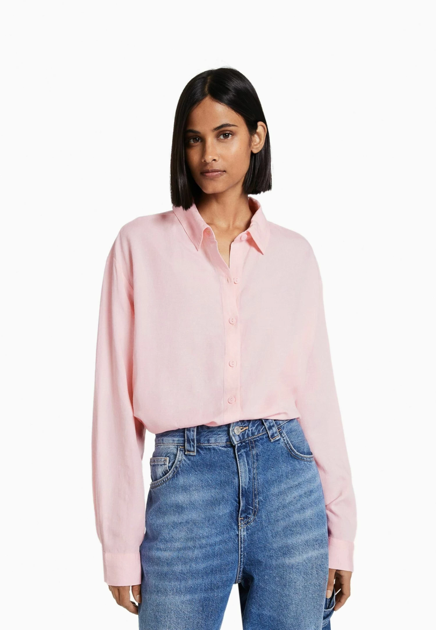 BERSHKA Long Sleeve - Overhemdblouse - Pink 2 BERSHKA Long Sleeve - Overhemdblouse - Pink - Afbeelding 2