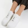 BERSHKA Rhinestone- Sneakers Laag - White