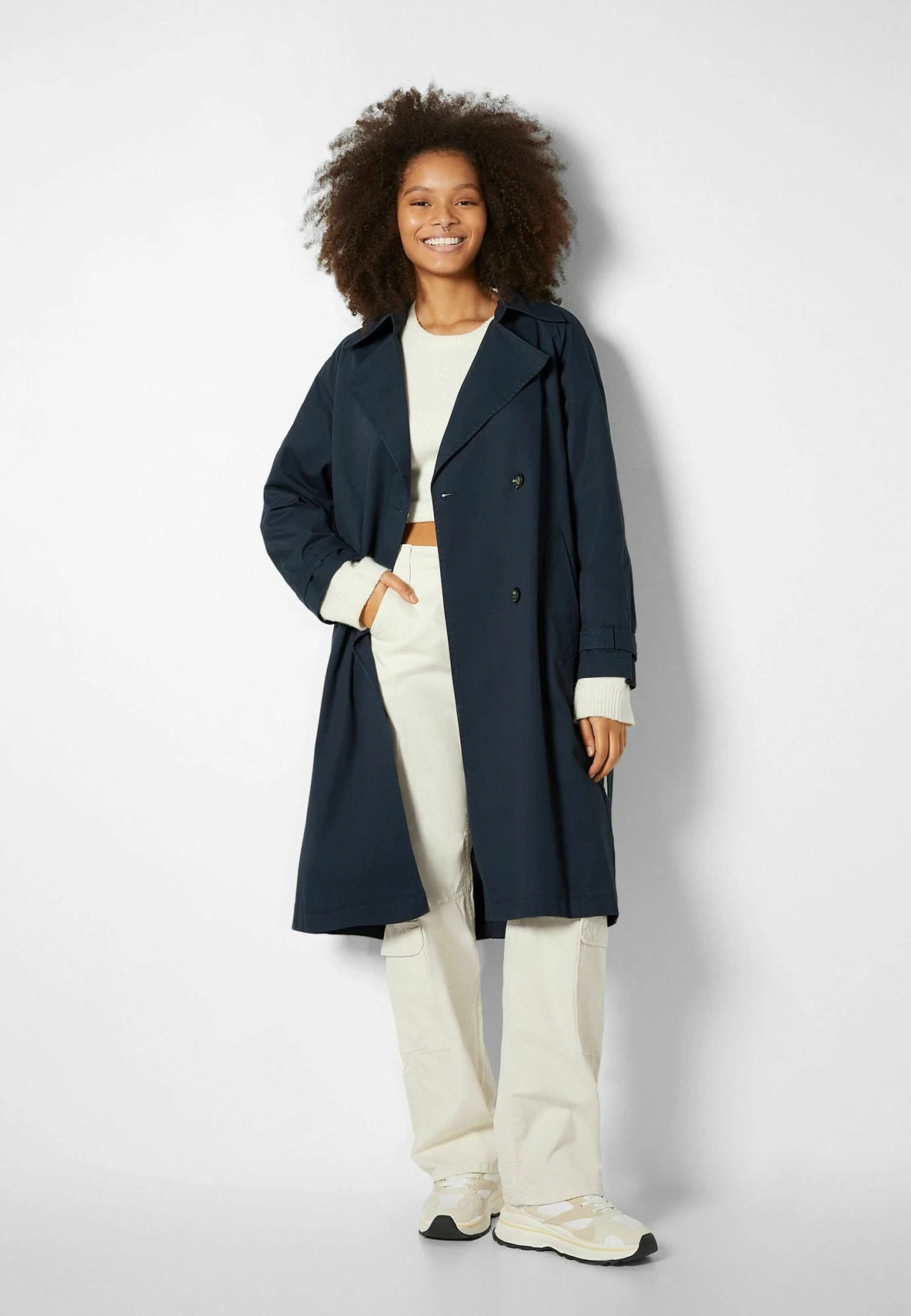 BERSHKA Trenchcoat - Royal Blue 1 BERSHKA Trenchcoat - Royal Blue