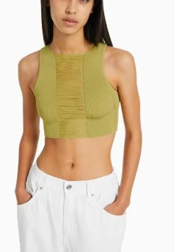 BERSHKA Open Knit - Top - Evergreen -Bershka 1b8bc8abfbfd4ab5883209a2dbb80581