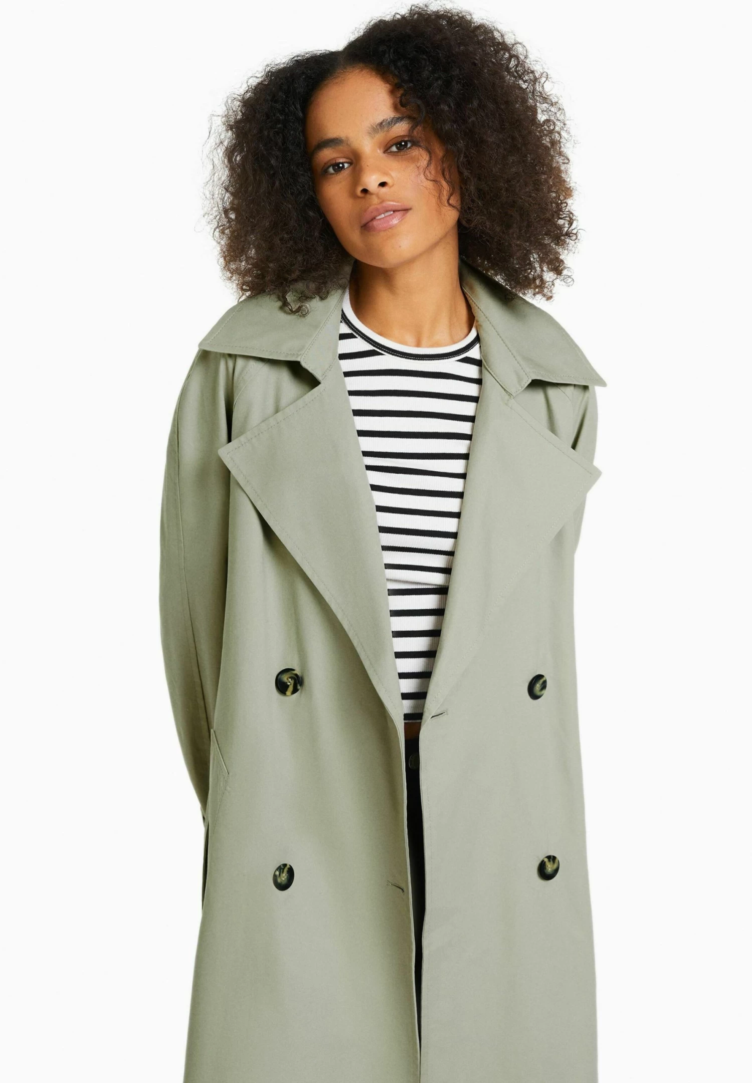BERSHKA Trenchcoat - Khaki 2 BERSHKA Trenchcoat - Khaki - Afbeelding 2