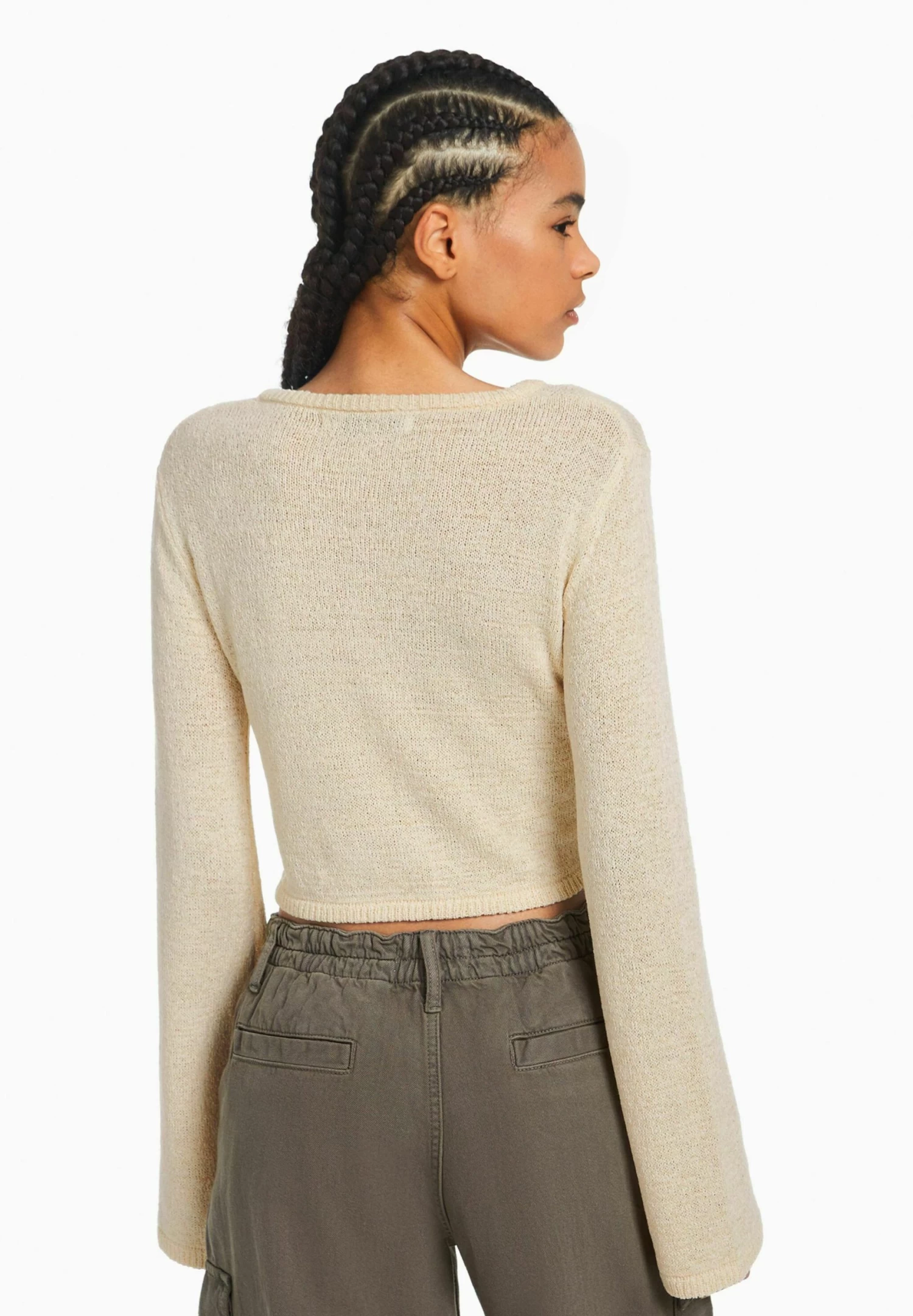 BERSHKA Round Neck Rustic - Trui - Beige 3 BERSHKA Round Neck Rustic - Trui - Beige - Afbeelding 3