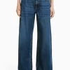 BERSHKA Wide-Leg - Flared Jeans - Dark Blue