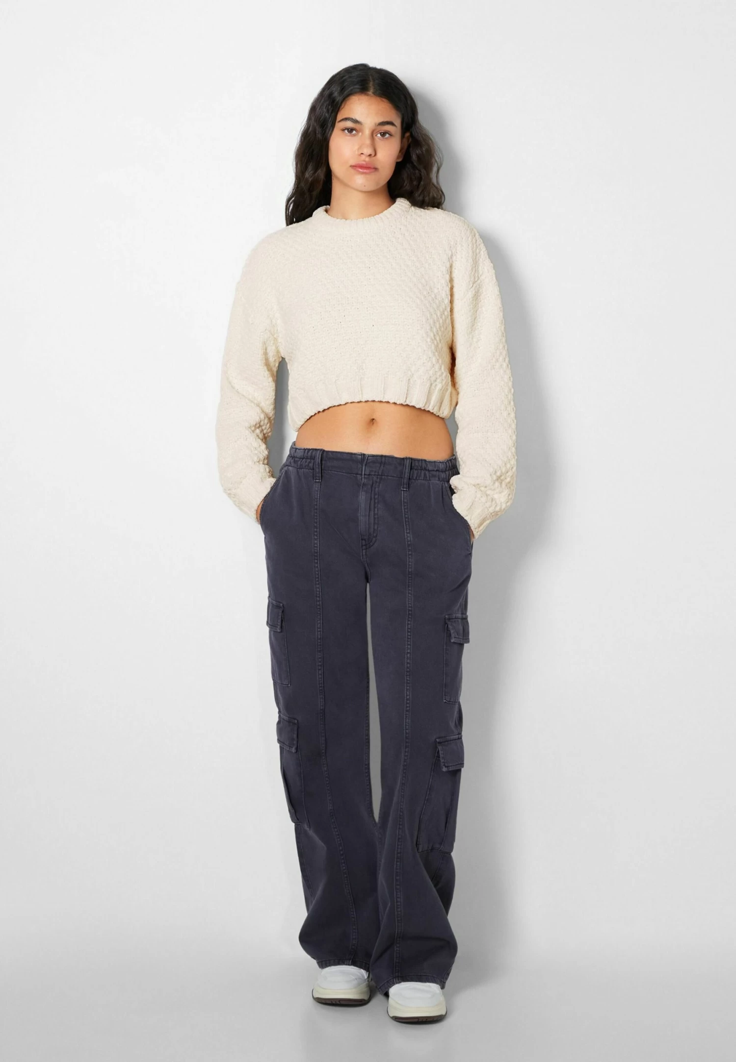 BERSHKA Textured Chenille - Trui - Beige 2 BERSHKA Textured Chenille - Trui - Beige - Afbeelding 2