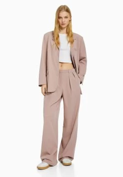 BERSHKA Tailored With Buttons - Halflange Jas - Pink -Bershka 1e194e2788f943348355ad23c6eec765