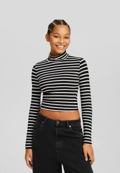 BERSHKA High Neck- Longsleeve - Dark Blue