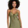 BERSHKA Strappy Flowing With Gathering - Mini - Jurk - Khaki