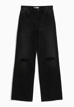 BERSHKA Wide 90S Ripped - Relaxed Fit Jeans - Black 10 BERSHKA Wide 90S Ripped - Relaxed Fit Jeans - Black -Bershka 221bfd5d96b0463f861b2eff66a0f8ba
