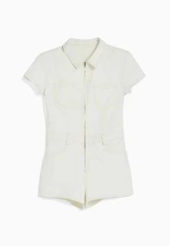 BERSHKA Zip - Jumpsuit - Beige -Bershka 23d9c12cda8542eabbc3ee5efa45a55b