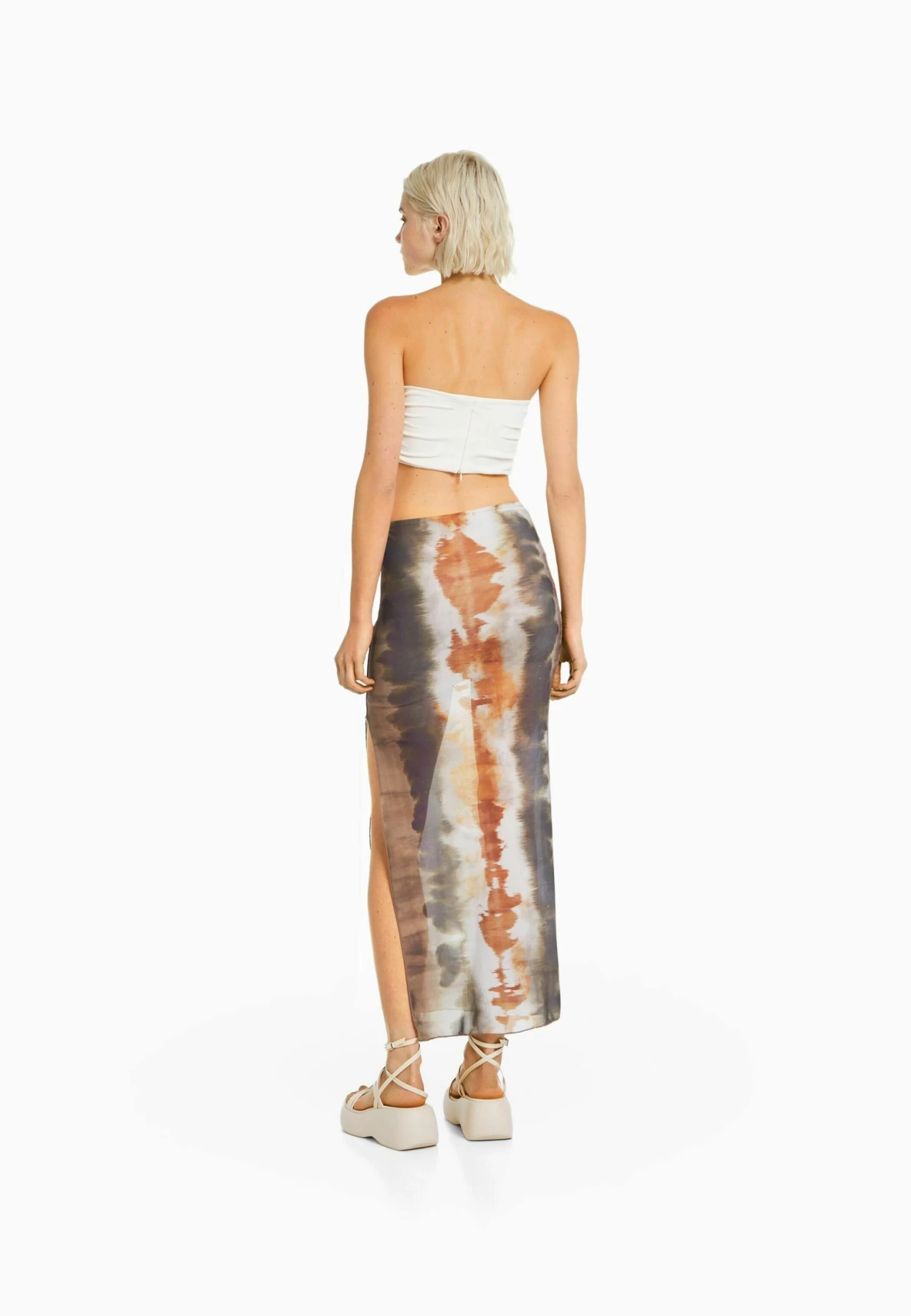 BERSHKA Tie Dye- Maxirok - Dark Brown 3 BERSHKA Tie Dye- Maxirok - Dark Brown - Afbeelding 3