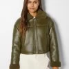 BERSHKA Double Faced- Imitatieleren Jas - Khaki
