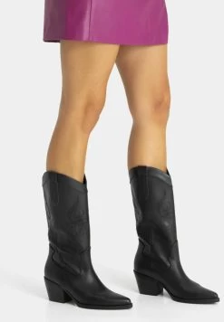 BERSHKA Heeled - Cowboy-/Bikerlaarzen - Black