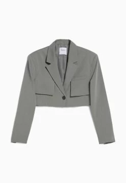 BERSHKA Cropped- Blazer - Grey -Bershka 258faf9090d14381842b2146e2130a4d