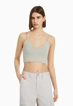 BERSHKA 3-PackStrappy- Top - Off White/Blue/Grey -Bershka 25d11653a56e4108994ee97f54bf7937