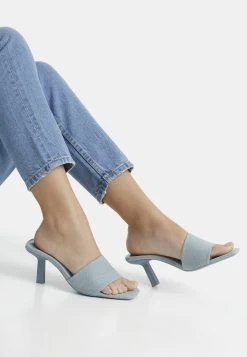 BERSHKA Muiltjes Met Hak - Metallic Blue