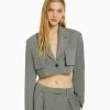 BERSHKA Cropped- Blazer - Grey
