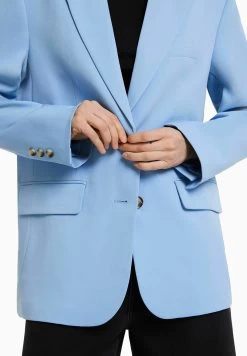 BERSHKA Tailored Cut- Halflange Jas - Light Blue 9 BERSHKA Tailored Cut- Halflange Jas - Light Blue -Bershka 273ae56589084f49ae5f609e45a4f238