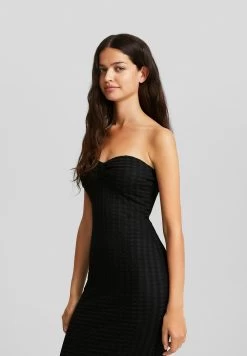 BERSHKA Long Rustic Bandeau Dress - Maxi-Jurk - Black -Bershka 279186960bb1497dacf2ec766efb8d80