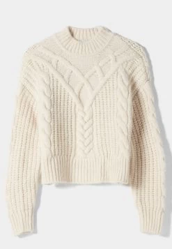BERSHKA Cropped- Trui - Beige -Bershka 28092632ee0f46bfab4b03695492fb99