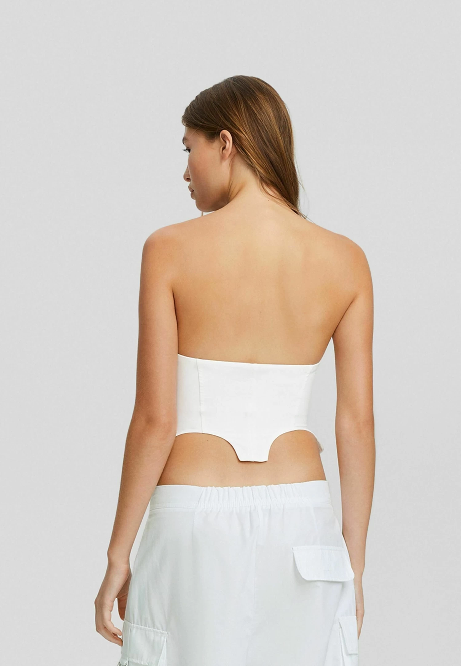 BERSHKA Tailored With Zip Bandeau - Top - White 3 BERSHKA Tailored With Zip Bandeau - Top - White - Afbeelding 3