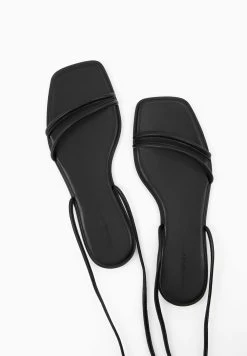 BERSHKA Lace Up Slider - Sandalen - Black -Bershka 2a6bb8585127497db45cede49f702ae8