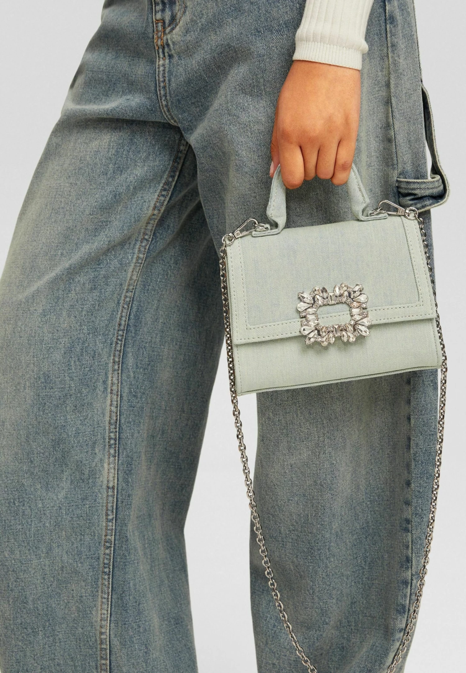 BERSHKA With Beaded Strap- Schoudertas - Light Blue 2 BERSHKA With Beaded Strap- Schoudertas - Light Blue - Afbeelding 2