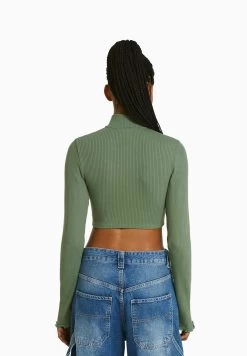 BERSHKA Vest - Khaki -Bershka 2ed101f0f53d4c5eb25ffbb32da91138