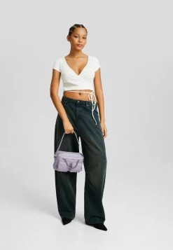 BERSHKA Chain With Pockets - Schoudertas - Mauve