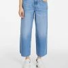 BERSHKA Cropped - Flared Jeans - Light Blue Denim